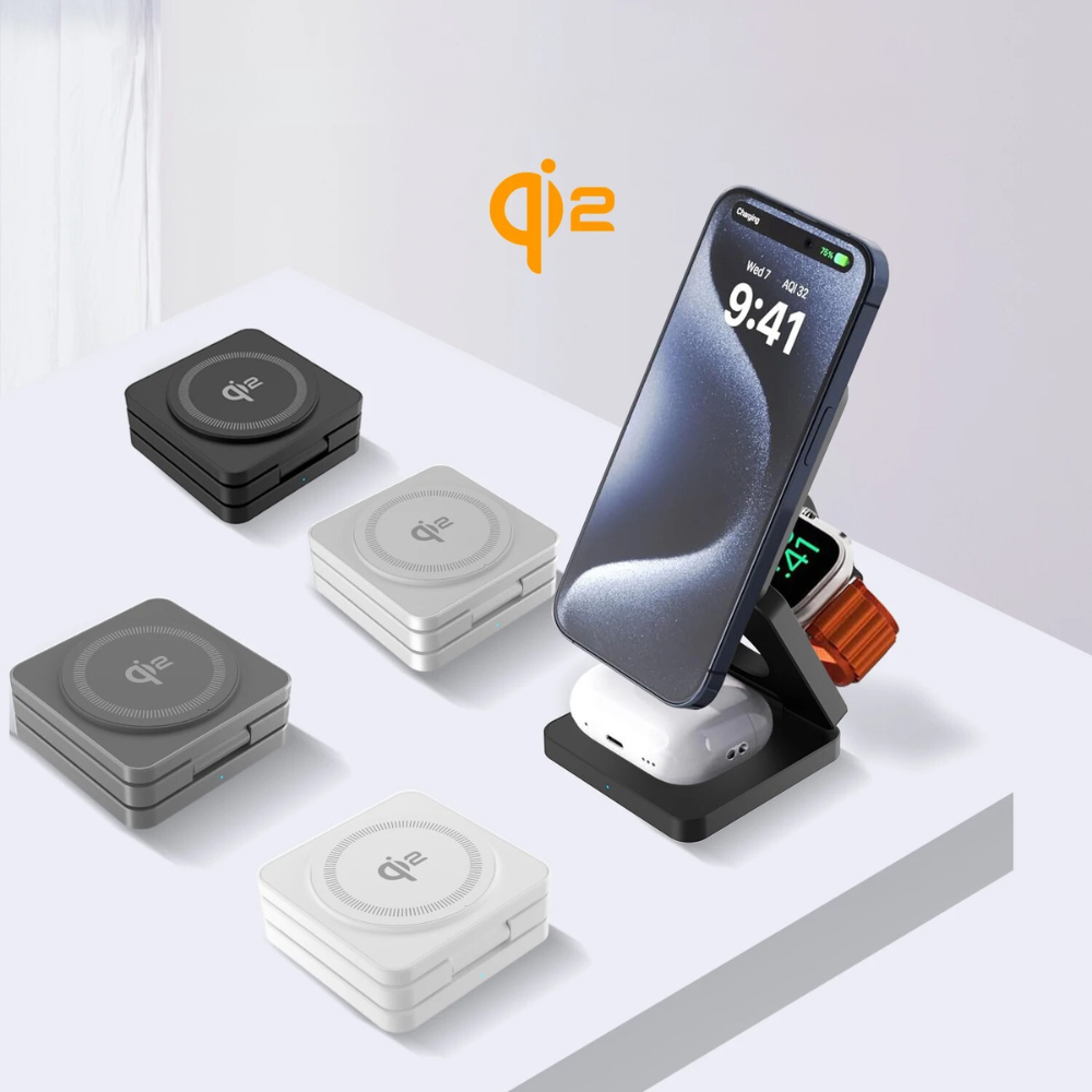 SnapFold 3-in-1 Qi2 Wireless Charging (Foldable)