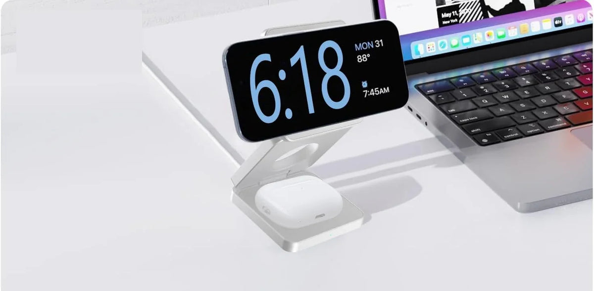 SnapFold on a clean desk beside a laptop